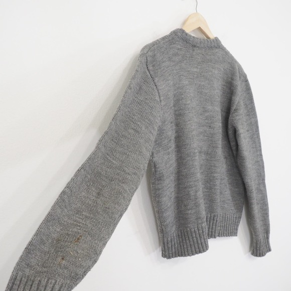 90s Vintage Gray Knit Sweater Cable Knit Mens Womens Size M/L - Picture 5 of 6
